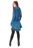 Elfenkleid mit Zipfelkapuze und Blumen Baumwollsamt Kleid Nr. 15 Blau L