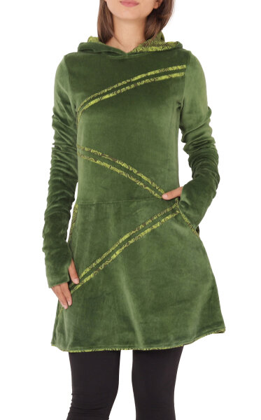 Samtkleid Winterkleid mit Applikationen und Taschen dr18