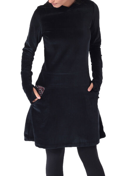 Alternatives Kleid aus Samt mit Kapuze Nr. 137 Schwarz L
