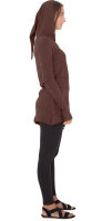 Longshirt Tunika aus leichter Baumwolle mit Zipfelkapuze, Elfentunika Nr. 60 Braun L