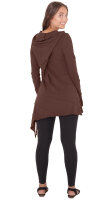 Longshirt Tunika aus leichter Baumwolle mit Zipfelkapuze, Elfentunika Nr. 60 Braun L
