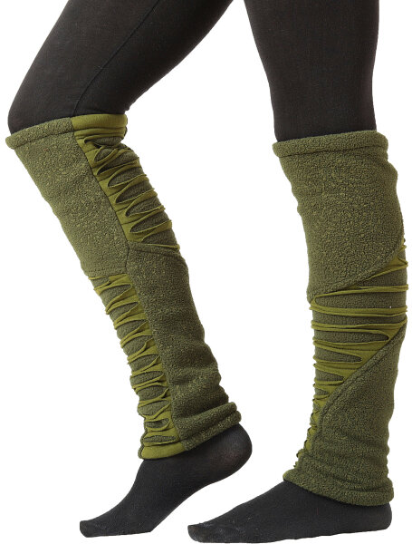 Auffällige Beinstulpen aus Jersey und Fleece mit Muster LW31 Grün