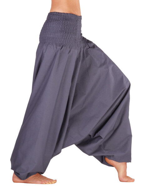 Aladinhose, Haremshose mit tiefem Schritt, Muckhose Grau