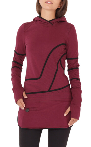 Kapuzenpullover-Kleid Hoodie Zweifarbig dr21 Rot L