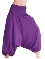 Aladinhose, Haremshose mit tiefem Schritt, Muckhose Lila