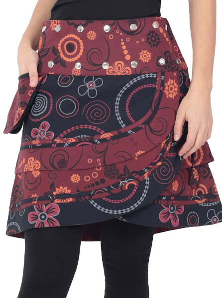 Damen Wickelrock mit Blumen und femininem Muster Nr. 182 Rot