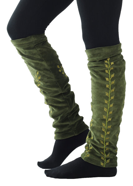 Beinstulpen aus Samt, Stulpen mit Blätter-Ranken LW14