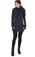 Kapuzenpullover-Kleid Hoodie Zweifarbig dr21 Schwarz L