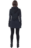 Kapuzenpullover-Kleid Hoodie Zweifarbig dr21 Schwarz L