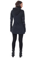 Kapuzenpullover-Kleid Hoodie Zweifarbig dr21 Schwarz L
