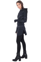 Kapuzenpullover-Kleid Hoodie Zweifarbig dr21 Schwarz L