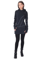 Kapuzenpullover-Kleid Hoodie Zweifarbig dr21 Schwarz L