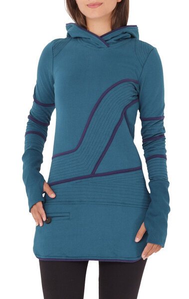 Kapuzenpullover-Kleid Hoodie Zweifarbig dr21 Blau L