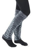 Beinstulpen aus Samt, Stulpen mit Blätter-Ranken LW14 Grau
